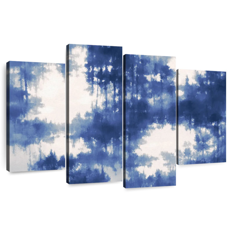 Avery Abstract Blue Forest Reflection, 48" H x 75" W