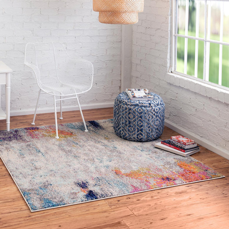 Tapis beige à motif abstrait Keimar, Carré 4 pi 1 po