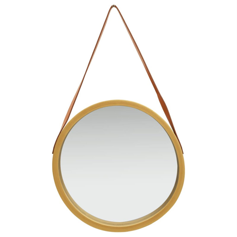 Hanging Mirror Height Adjustable Wall Mirror Bathroom Mirror Round, Gold, 16.70"