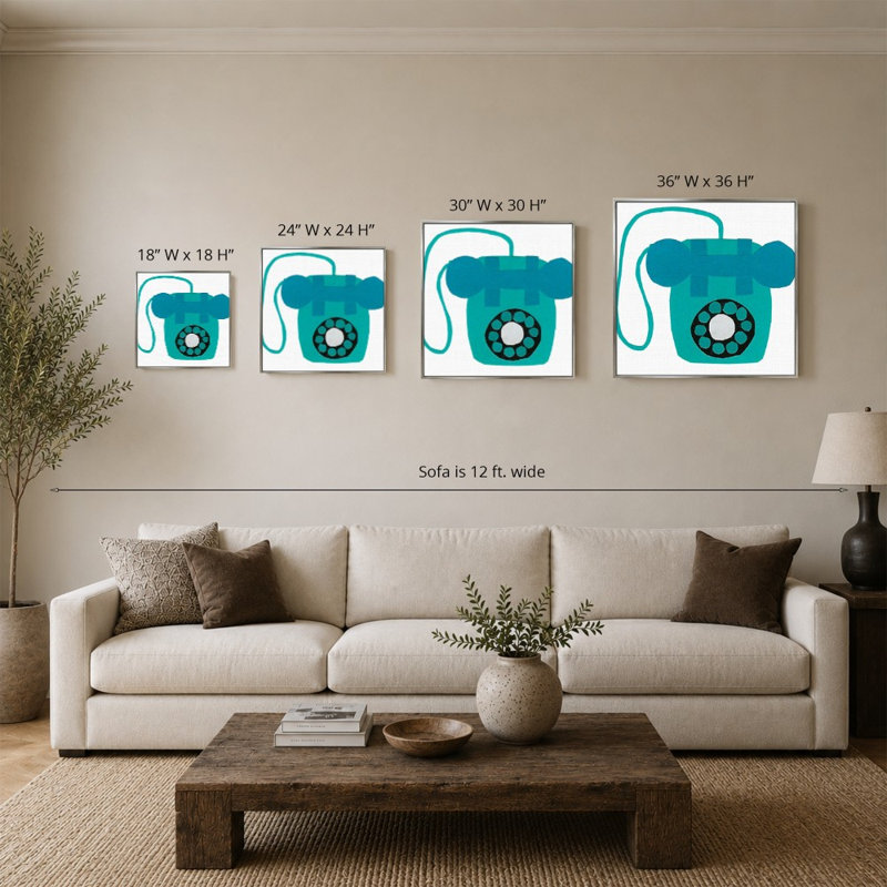 «Retro Téléphone Blue» par Jen Bucheli - Impression sur toile
