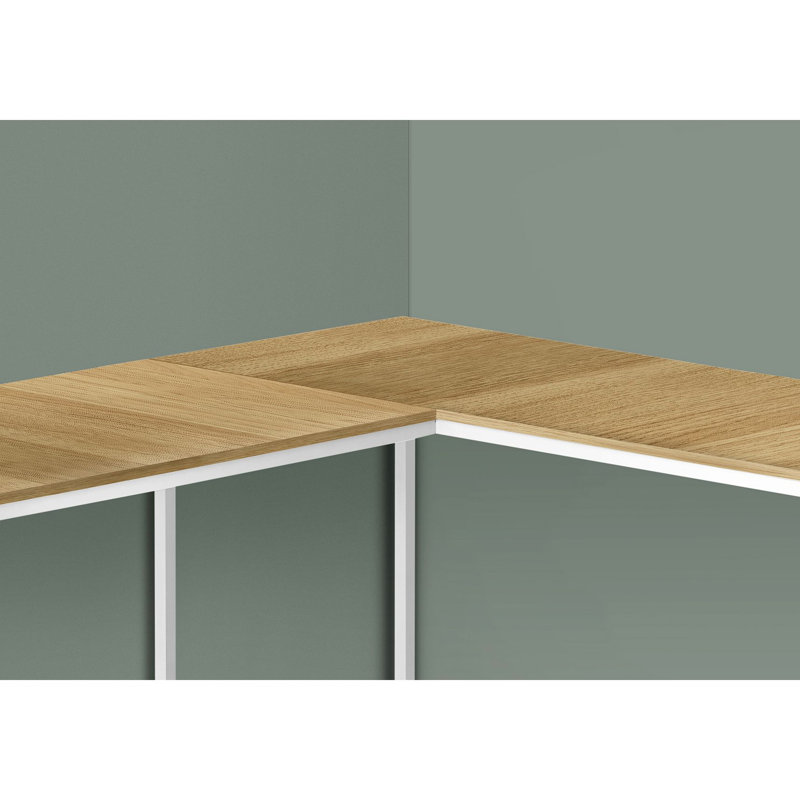 L-Shaped Computer Desk, Natural/White