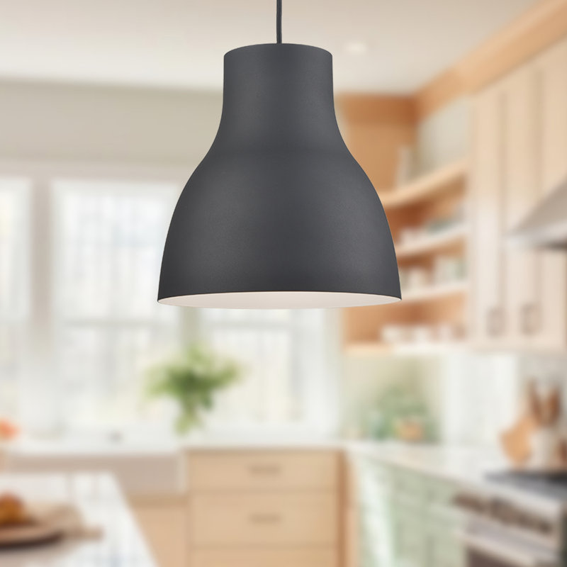 Luminaire suspendu conique à 1 lumière Cradle, Noir, H 14 po x l 13 po x P 13 po
