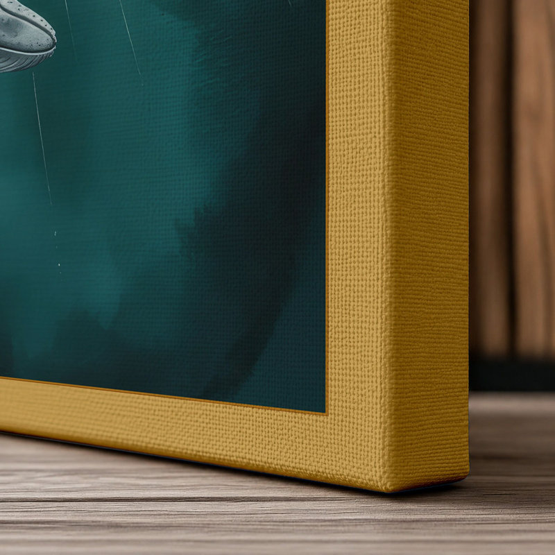 Whales at the Divide Coastal - Wrapped Canvas, 30x20 - 76.2 x 50.8 cm, Ochre Border