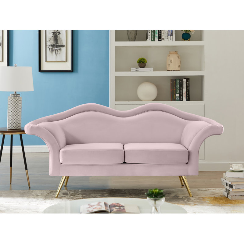 Causeuse en velours Fareedah, Velours rose