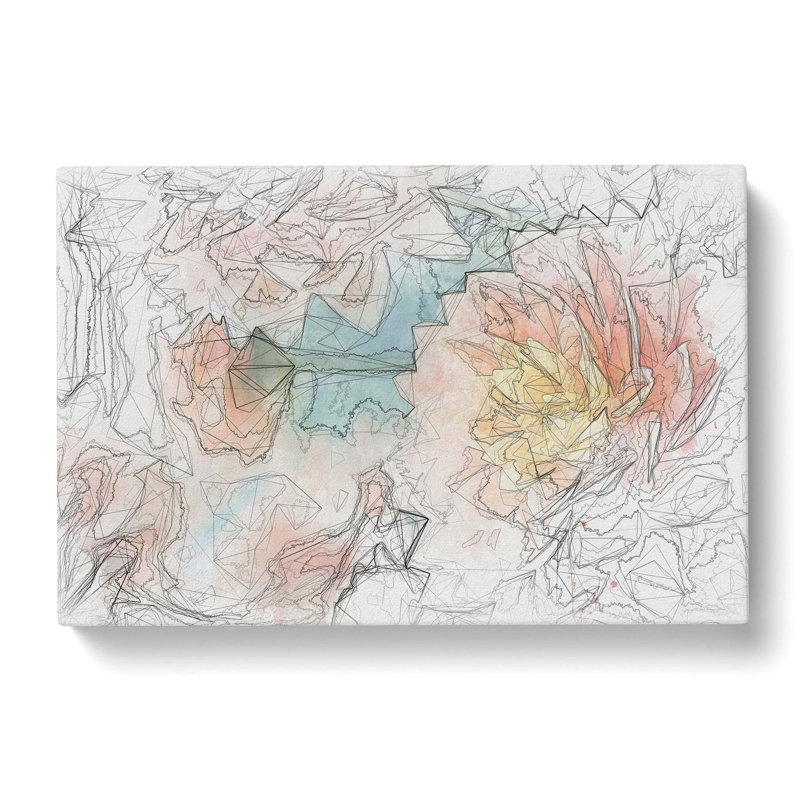 Pale Pink Dahlia Flowers In Bloom In Abstract - Wrapped Canvas Print, 35cm H x 50cm W x 3cm D