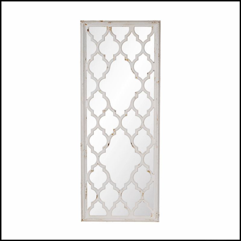 Miroir de plancher blanc vieilli 24 po x 60 po, pleine longueur pour une décoration intérieure élégante