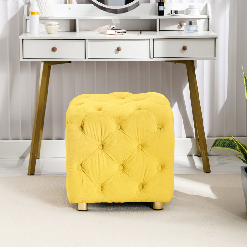 Tabouret de chambre jaune en velours - ajoute du confort à votre siège supplémentaire confortable, Jaune