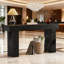 Console 63 po, canapé rectangulaire en bois naturel, console décorative pour entrée, couloir et salon (noir)-690970374