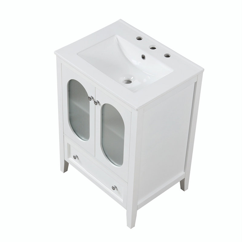 Meuble-lavabo simple 24 po avec comptoir en céramique 24 po