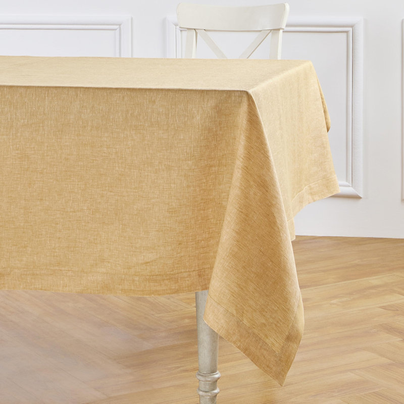 100% Pure Linen Tablecloth - Athena, 90" x 60", Golden Nugget