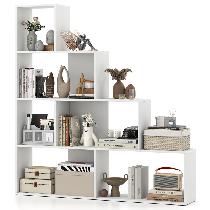 162cm H x 153cm W Step Bookcase, White