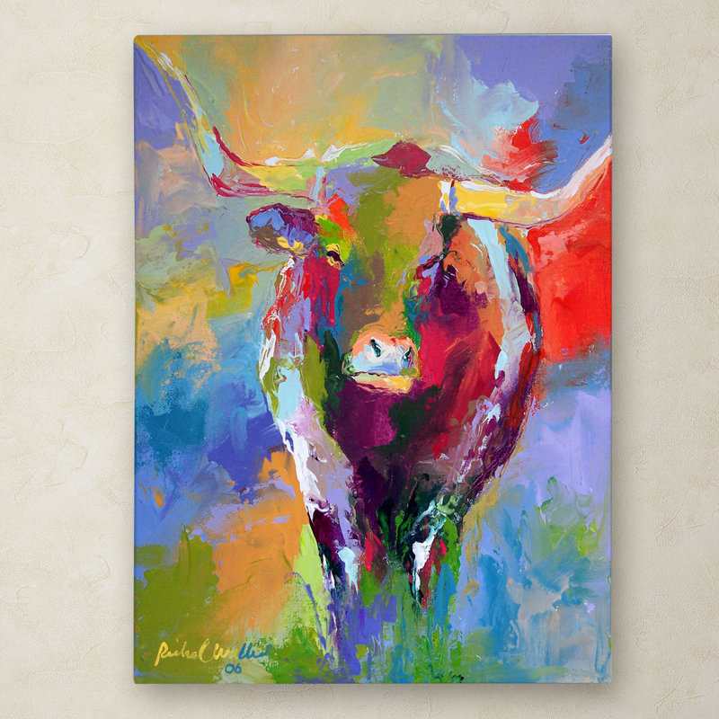 «Longhorn», reproduction d'art sur toile, H 19 po x l 14 po x P 2 po