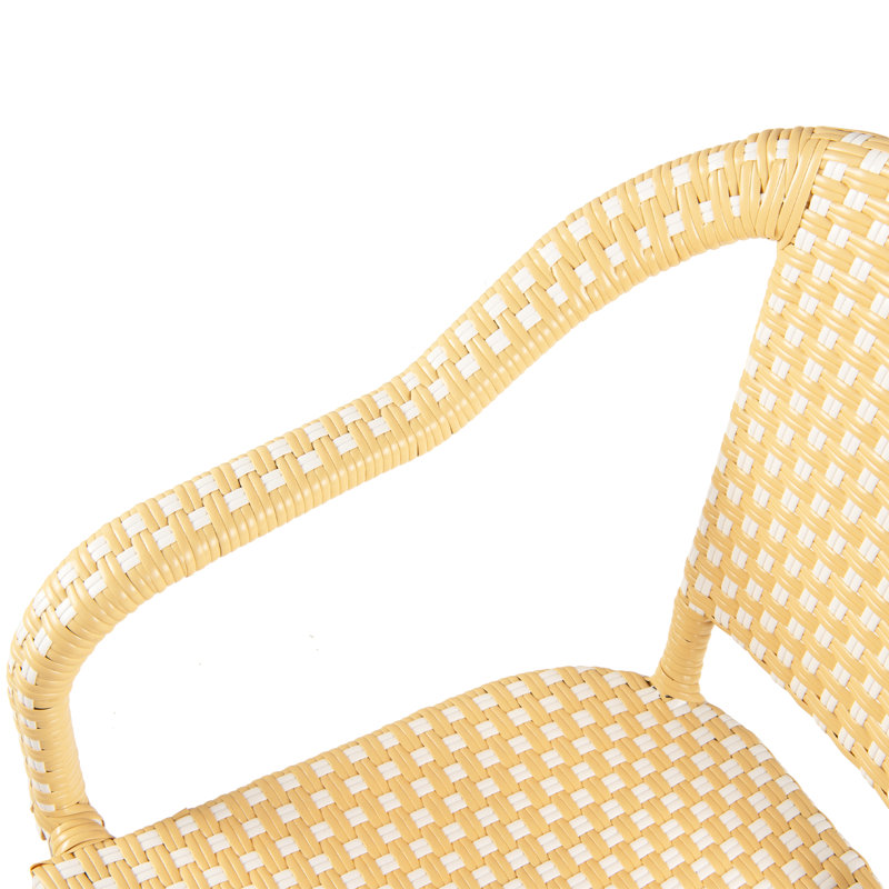 Fauteuil de salle à manger empilable avec coussin Fallis, Brun, Jaune