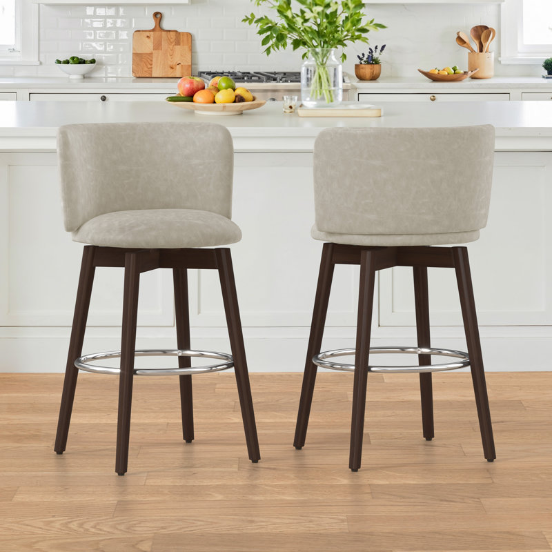 Tabouret de comptoir pivotant de 26 po Patrick,  Siège gris / base brun foncé