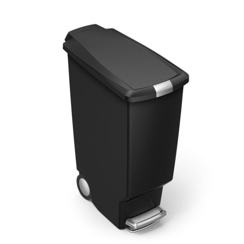 Simplehuman 40L Plastic Slim Pedal Bin, Black