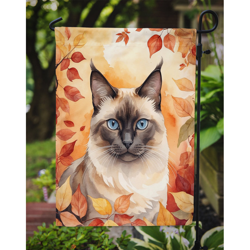 Chat en feuilles d'automne drapeau de jardin, Birman