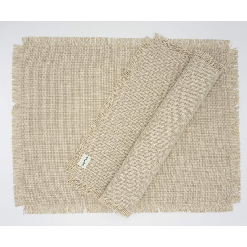 Ensemble de napperons 4 pièces Fringes, Beige