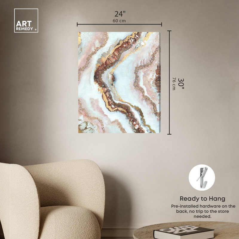 Geodes "Blush Geode" par Art Remedy sur, Toile tendue, H 30 po x l 24 po