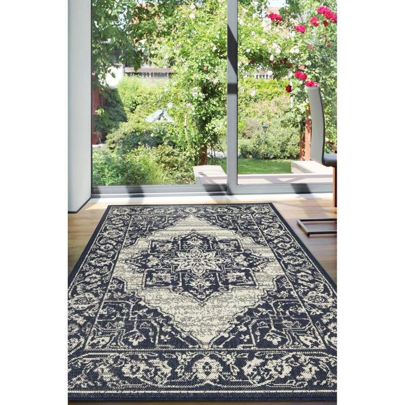 GEL MEDALLION NAVY 160/225cm, Rectangle 160 x 225 cm