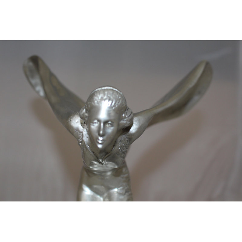 Rolls Royce Spirit of Ecstasy Small Bronze Statue - Mererid Flying Lady Sculpture, 9"L x 9"W x 14"H