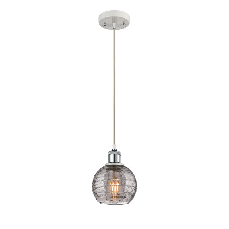 Luminaire suspendu à 1 lumière Carner, H 17,75 po x l 5,88 po x P 5,88 po, Blanc / chrome poli