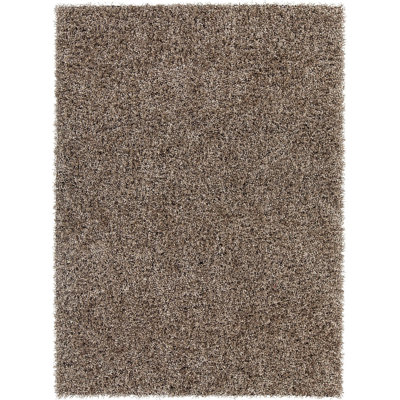 Stickland Authentic Hand-Woven Handmade Black, White & Gold Modern Shag Polyester Area Rug