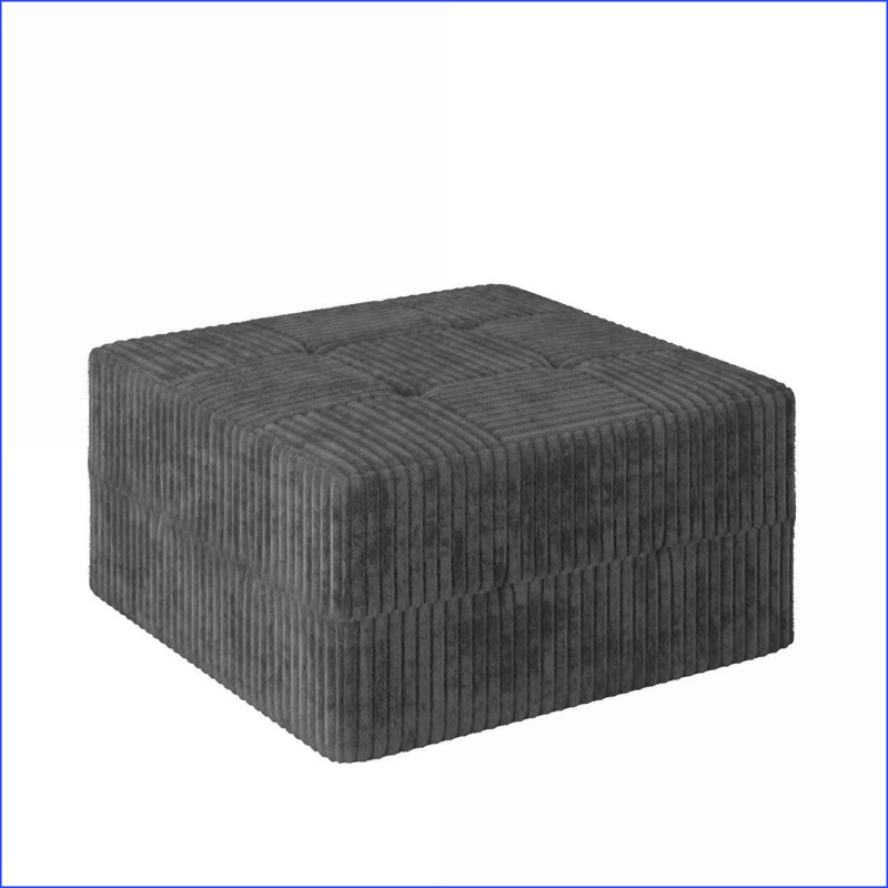Ottoman Modern Minimalist Sectional Sleeper Sofa Corduroy Couch – Space-Efficient for Living Room/Bedroom | Charcoal Gray | Foam Cushions