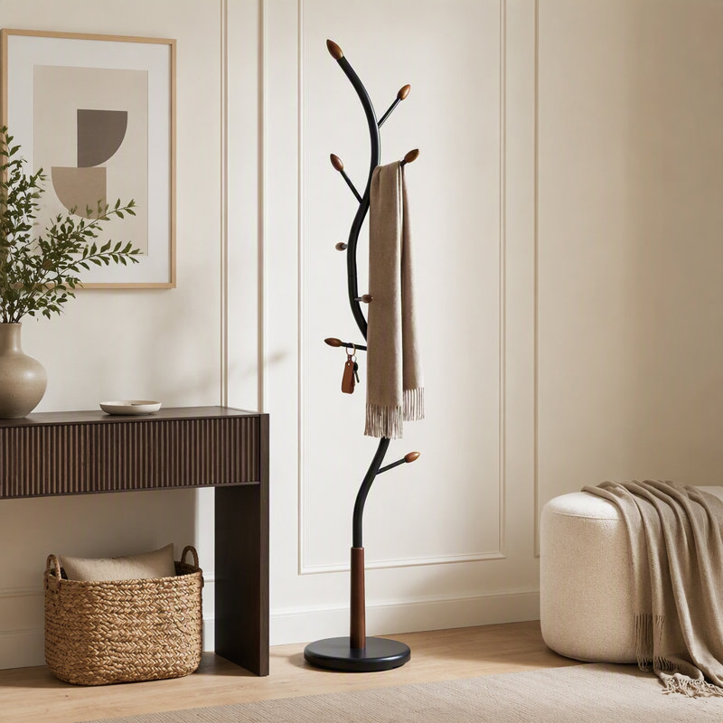 Portemanteau en métal et sur pied, Noir
