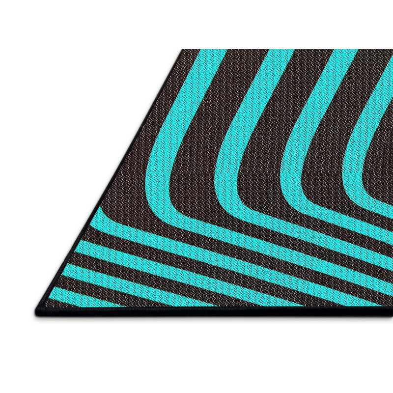 Tapis rayé vert mer Kinkead, Rectangle 5 pi x 7 pi