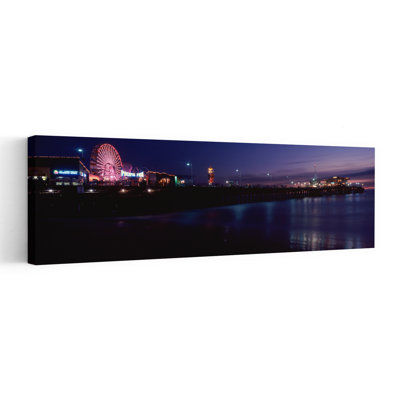 Ferris Wheel In An Amusement Park Santa Monica Pier Santa Monica Los Angeles County California USA by Dan Merkel - Wrapped Canvas Panoramic Print