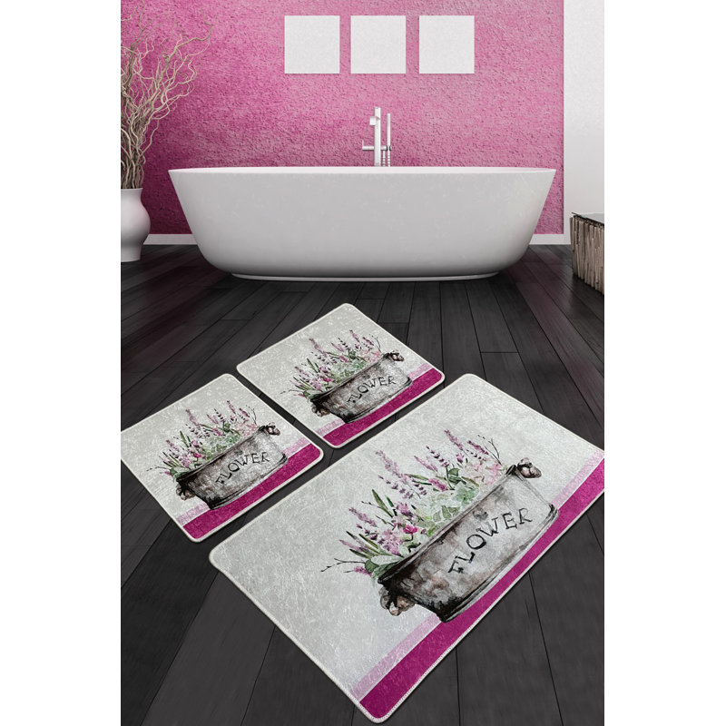 Ensemble de tapis de bain luxueux (3 pièces), en polyester doux, 23,6 po x 39,4 po (1 pièce) et 19,7 po x 23,6 po (2 pièces) | Antibactérien, antidérapant, 20,5 oz / pied carré | Lavable à la machine et durable, parfait pour les salles de bain él?