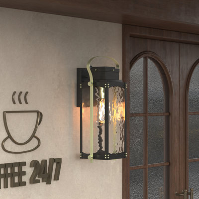 Lanterne murale d'extérieur en verre à eau 1 lumière avec crépuscule à l'aube Vandemere
