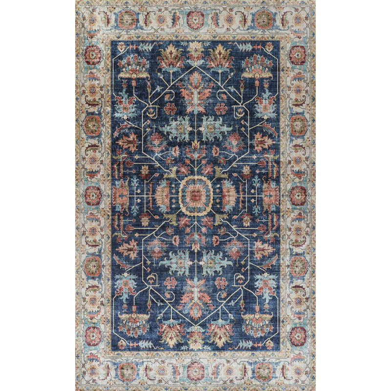 Tapis bleu marine en polyester antidérapant Humberwood, Rectangle 2 pi x 3 pi