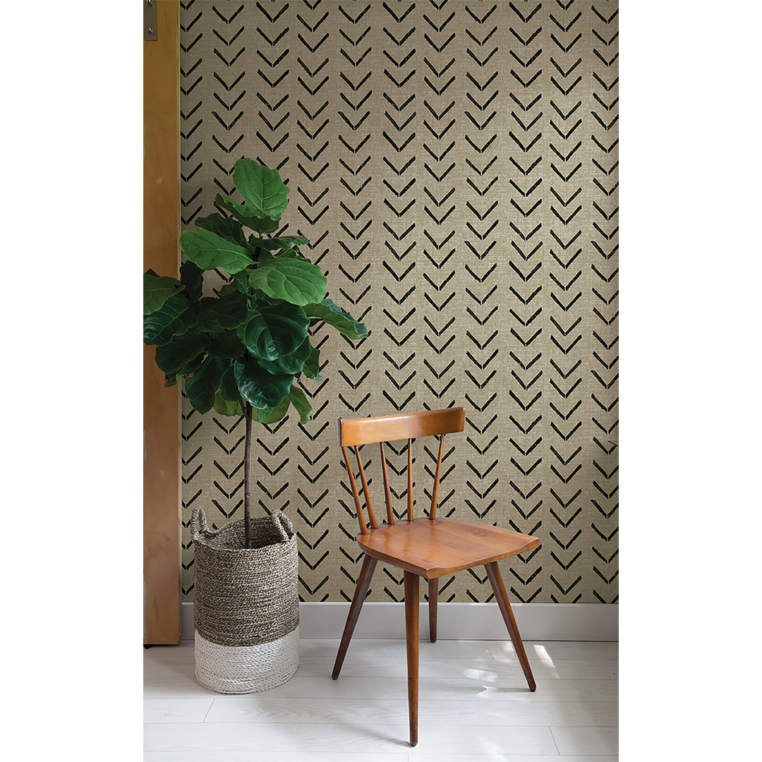 Surface Style Bogolan Sky Chervon 18' L x 20.5" W Peel and Stick Walllpaper Roll Union Rustic 