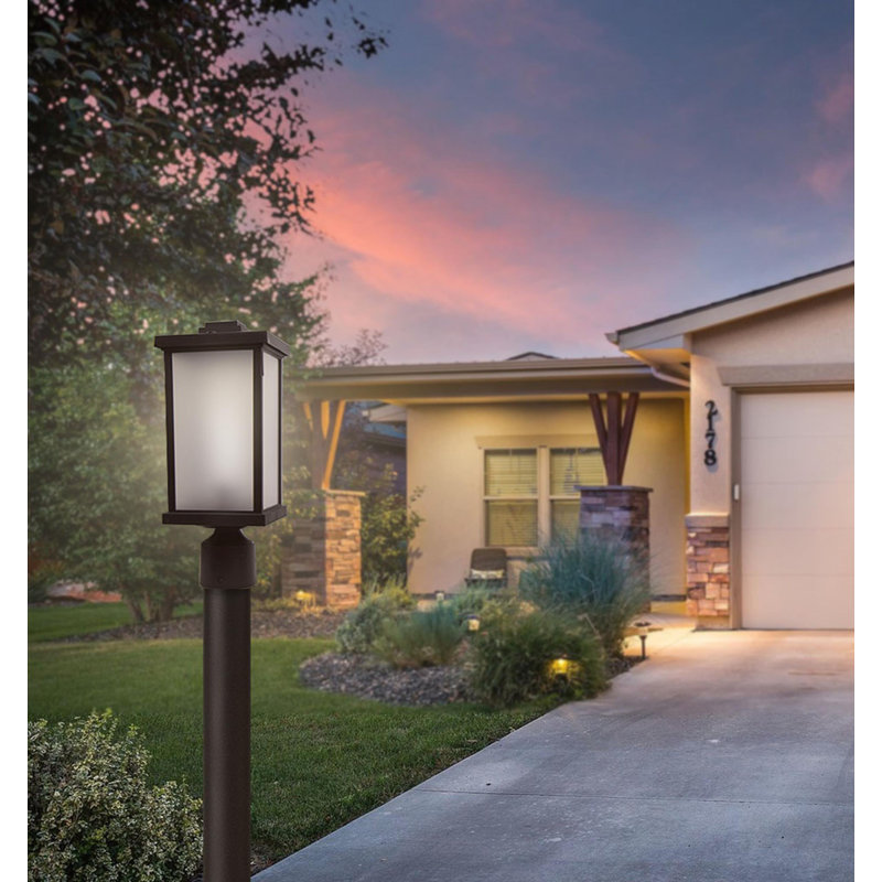 Solus Artisan Square Post Top Fixture with Frosted Acrylic Lens & LED Bulb, Bronze, 3000K