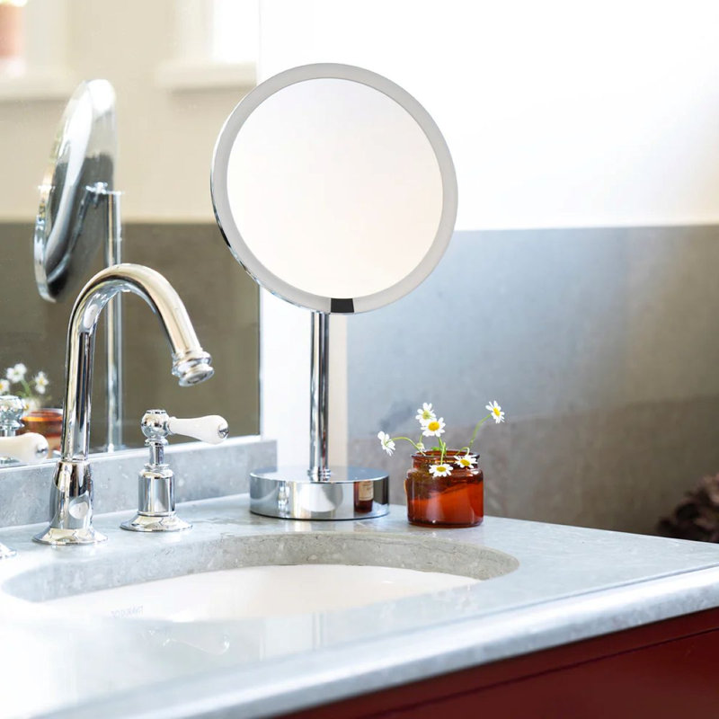 Freestanding rechargeable LED 7x's magnifying make-up mirror. USB charging cord included.  