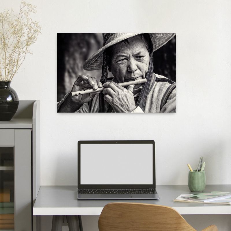 «Elder Flute Musician Abstract», reproduction d'art murale contemporaine, 16" H x 24" W