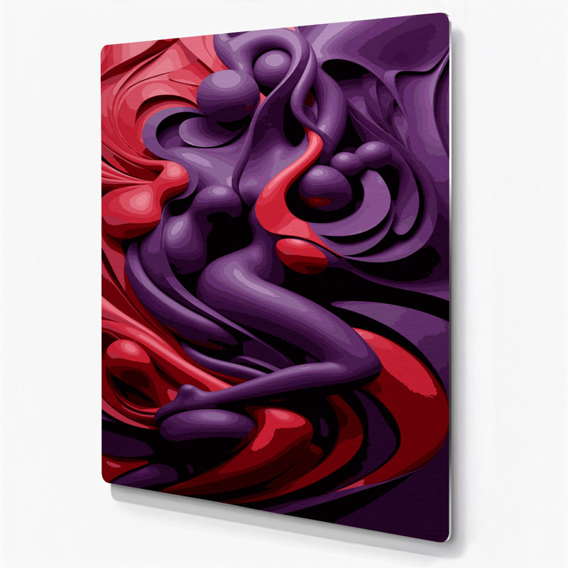 Art mural abstrait en métal violet 74, H 11 po x l 14 po