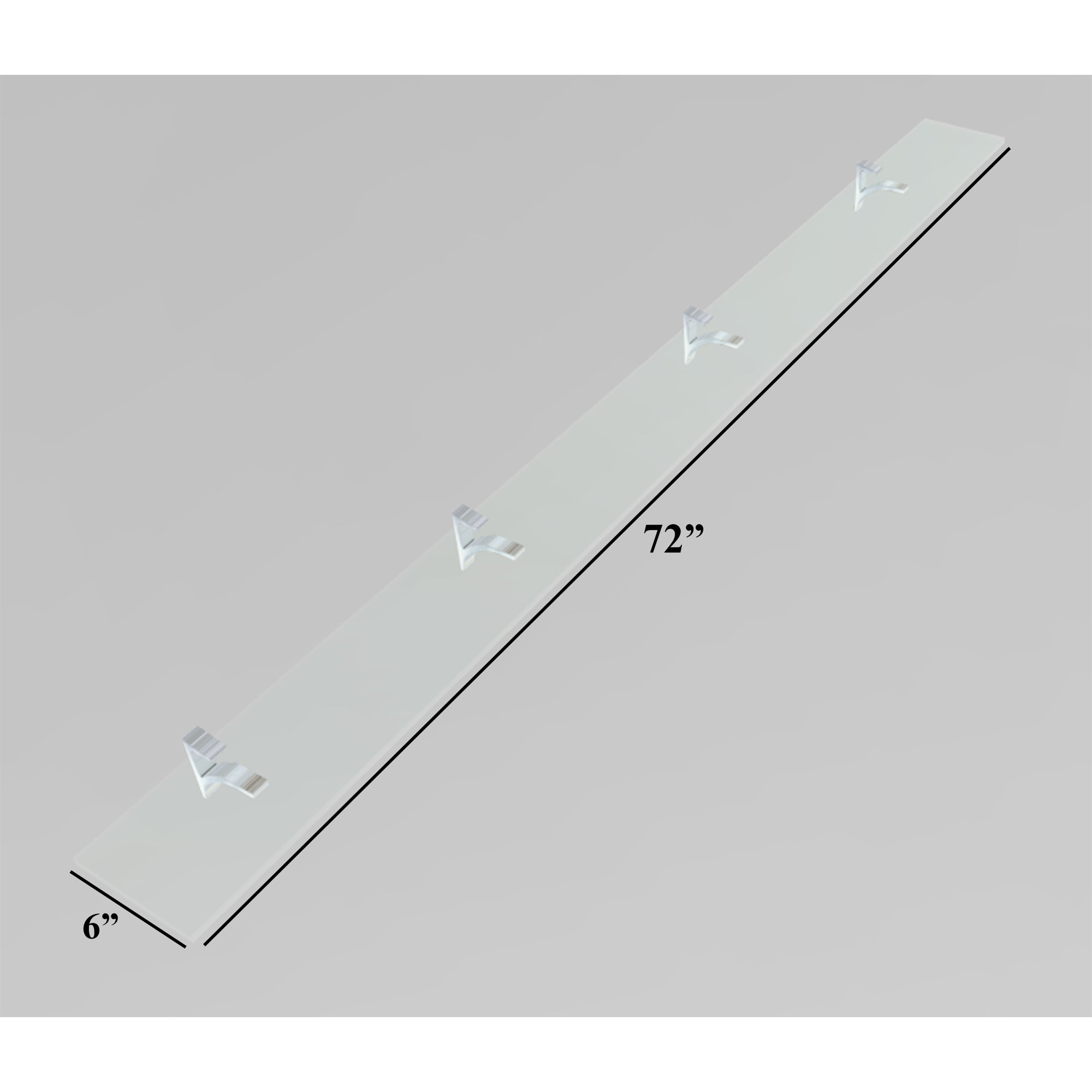 Earlham Tempered Glass Rectangular Bracket Shelf, Black