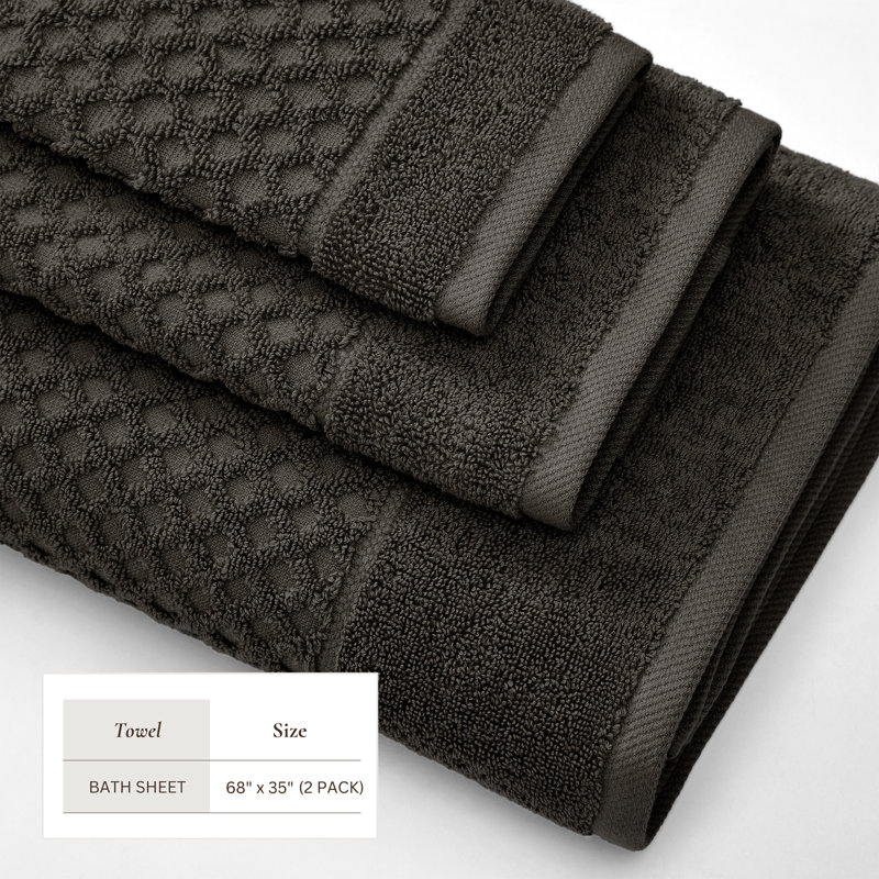 100% coton ultra doux et absorbant, Minuit, Bath Sheets - 2 Pack