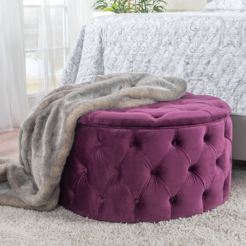 Koehn 29.5" Wide Tufted Round Cocktail Ottoman Plush Comfort Versatile Design Durable Build Stylish Aesthetics