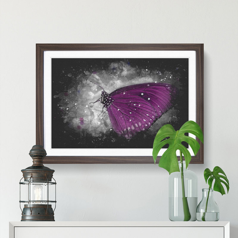 Butterfly upon a Flower - Framed Print, 24cm H x 33cm W x 2cm D, Walnut Framed