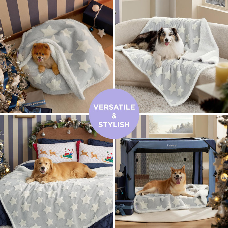 Couverture pour chien et chat Lesure, L (l 50 po x P 40 po), Géométrique gris glacier