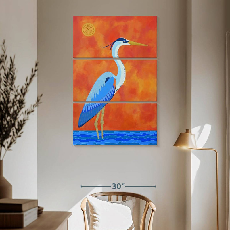 Brampt Blue Heron Sunset, 65" H x 42" W