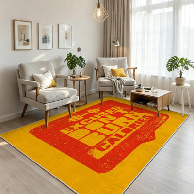 Clear Machine Washable,Sport and Fitness Gym Motivation Indoor Area Rug