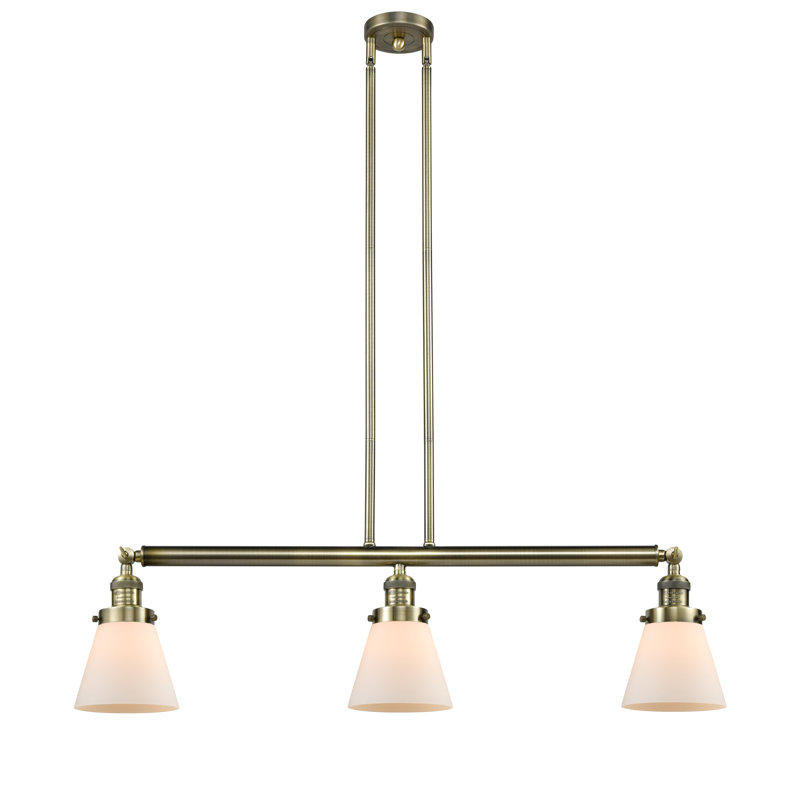 Montano 3 - Light Kitchen Island Pendant, Matte White Cased, No Bulb Included, Antique Brass