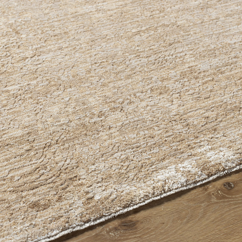 Tapis beige en polyester tissé à la machine Dan, Rectangle 2 pi x 2 pi 11 po