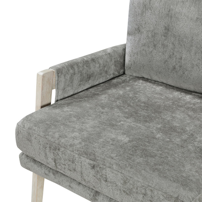 Luxueux fauteuil d'appoint rembourré en chenille pour des espaces de vie élégants, Gris brun