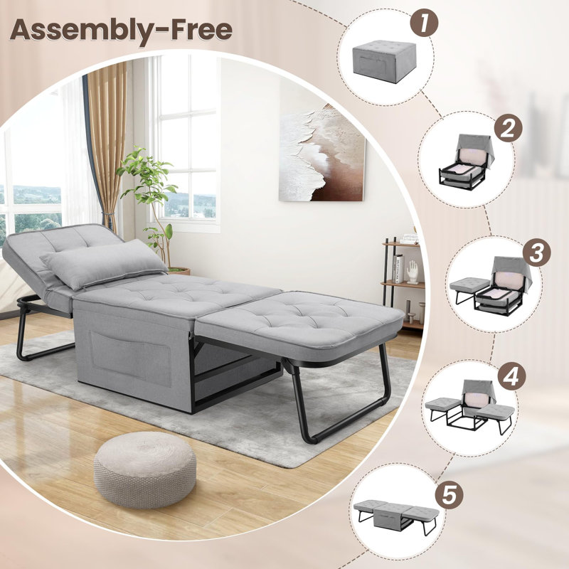 4 In 1 Multi-Function Sleeper Sofa, Cream