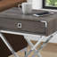 Table de bout, table de bout, table de bout, table de chevet, tiroir de rangement, stratifié brun, métal chromé, contemporain, moderne-414570875